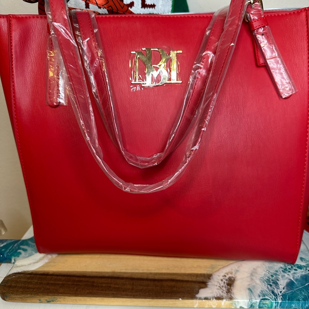Badgley Mischka Red Tote Bag